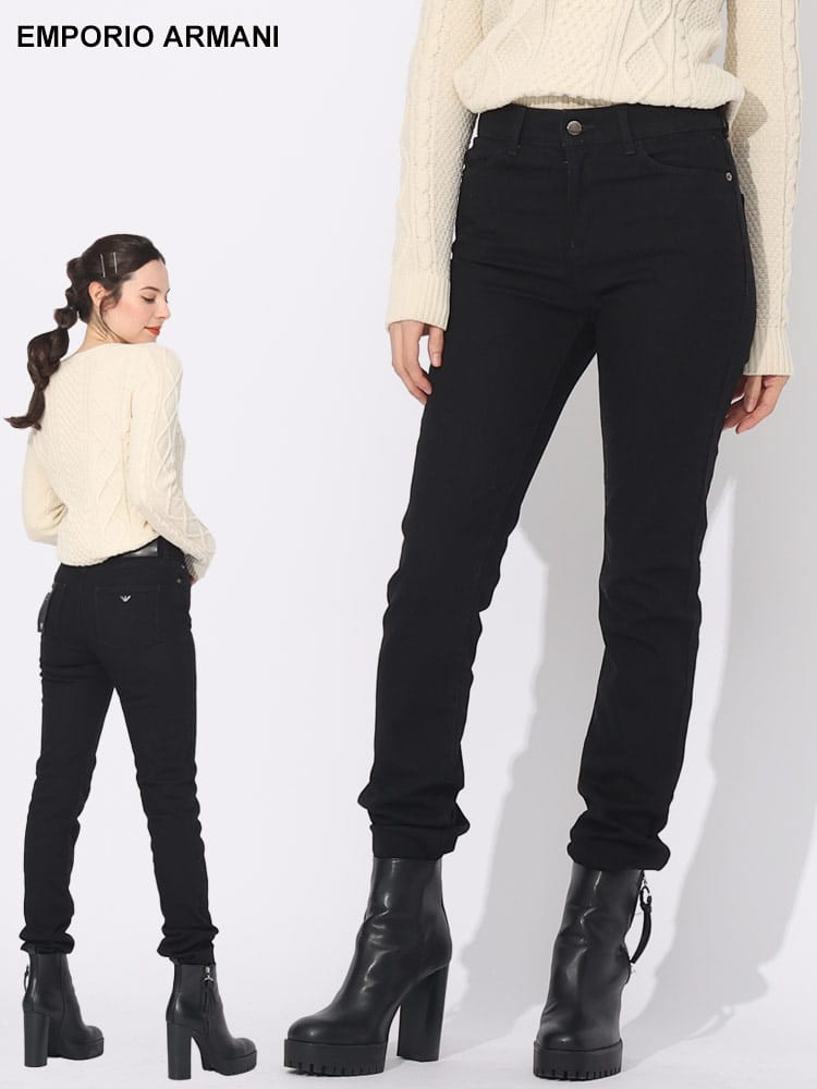 EMPORIO ARMANI (エンポリオアルマーニ) ジップフライ ブラックジーンズ SLIMFIT EAL8N2J182DL1Z ブランド レディース ボトムス
