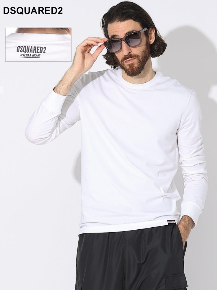 DSQUARED2 (ディースクエアード) ワンポイント クルーネック 長袖 アンダーTシャツ D2D9M104010 ブランド メンズ 男性 トップス