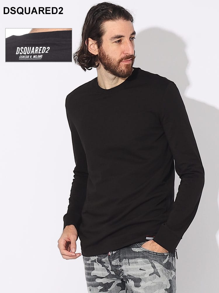 DSQUARED2 (ディースクエアード) ワンポイント クルーネック 長袖 アンダーTシャツ D2D9M104010 ブランド メンズ 男性 トップス