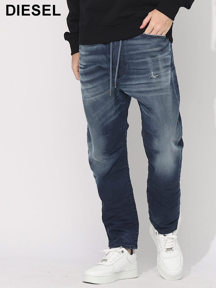 DIESEL (ディーゼル) ウエストゴム ダメージ加工 テーパード ジョグジーンズ デニムパンツ D-AMAGE JOGG DSA09730068FQ1 ブランド メンズ 男性 ボトムス