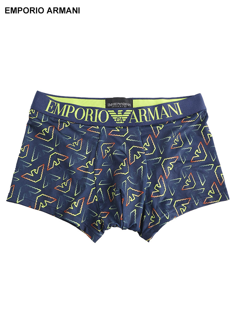 EMPORIO ARMANI (エンポリオ アルマーニ) 総柄ロゴ 前閉じ ボクサー 