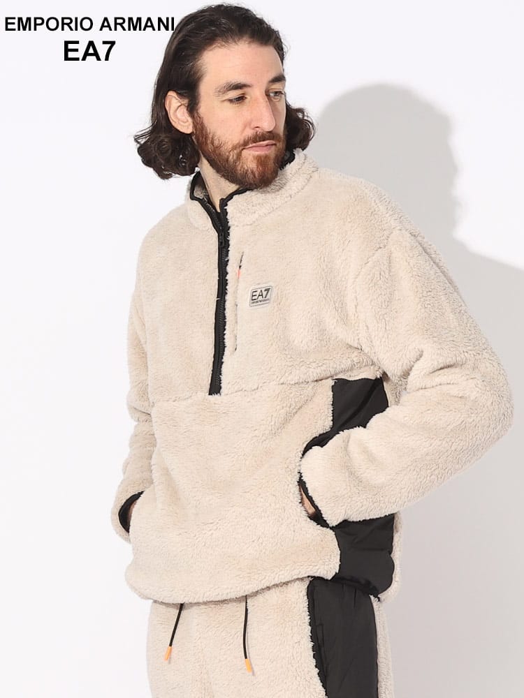 EMPORIO ARMANI EA7 (エンポリオアルマーニ) 胸ロゴ ハーフジップ ボアトレーナー EA76RPM47PJSFZ ブランド メンズ 男性 トップス