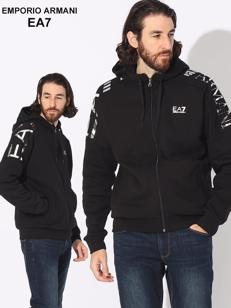 EMPORIO ARMANI EA7 (エンポリオアルマーニ) 裏起毛 メタリックロゴ フルジップ パーカー EA76RPM24PJHLZ ブランド メンズ 男性 トップス