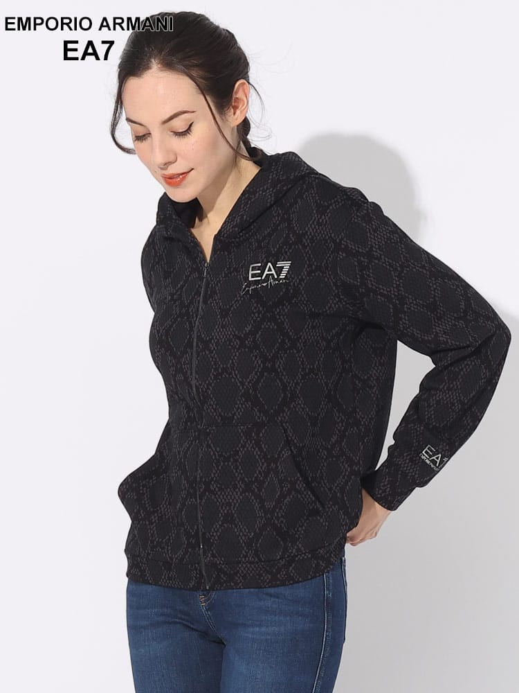 EMPORIO ARMANI EA7 (エンポリオ アルマーニ) 総柄プリント フルジップ パーカー EA7L6RTM15TJQTZ ブランド レディース トップス