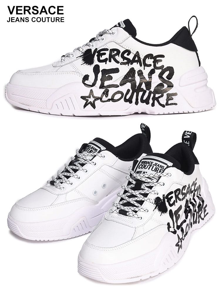 VERSACE JEANS COUTURE (ヴェルサーチェ ジーンズ クチュール) グラフィティ レースアップ スニーカー VC75YA3SF1ZP328 ブランド メンズ 男性 シューズ
