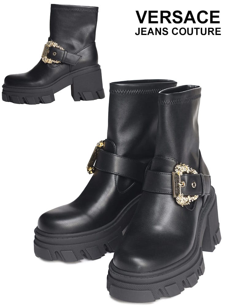 VERSACE JEANS COUTURE (ヴェルサーチェ ジーンズ クチュール) ソフィー バロック バックル ブーツ VCL75VA3S80 ブランド レディース シューズ