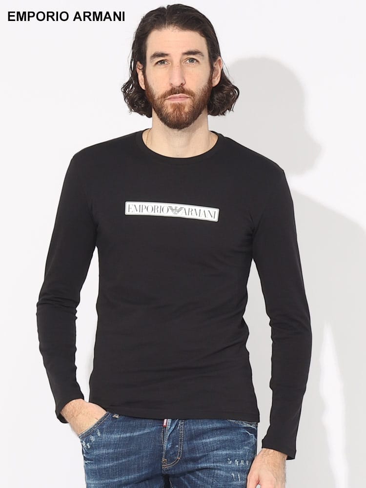 EMPORIO ARMANI (エンポリオアルマーニ) BOXロゴ クルーネック 長袖 Tシャツ EAU1110233F517 ブランド メンズ 男性 トップス
