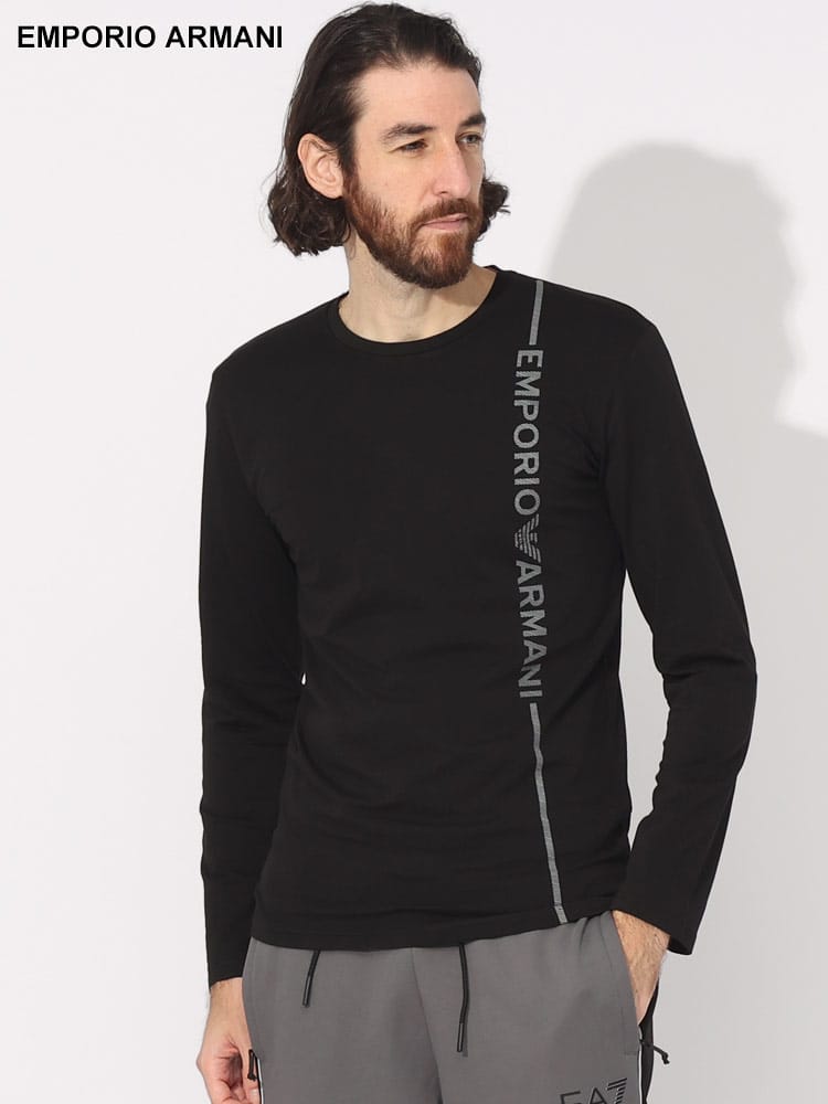 EMPORIO ARMANI (エンポリオアルマーニ) 縦ロゴプリント クルーネック 
