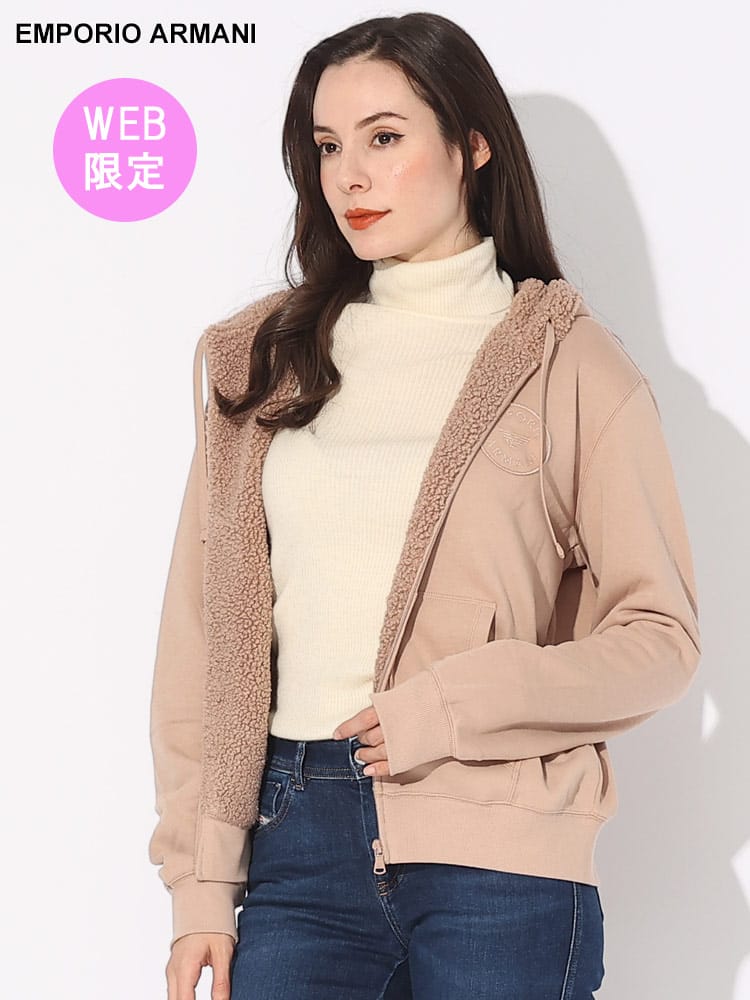 EMPORIO ARMANI (エンポリオアルマーニ) 裏起毛 フルジップ スウェット パーカー EAL1646103F256 ブランド レディース トップス