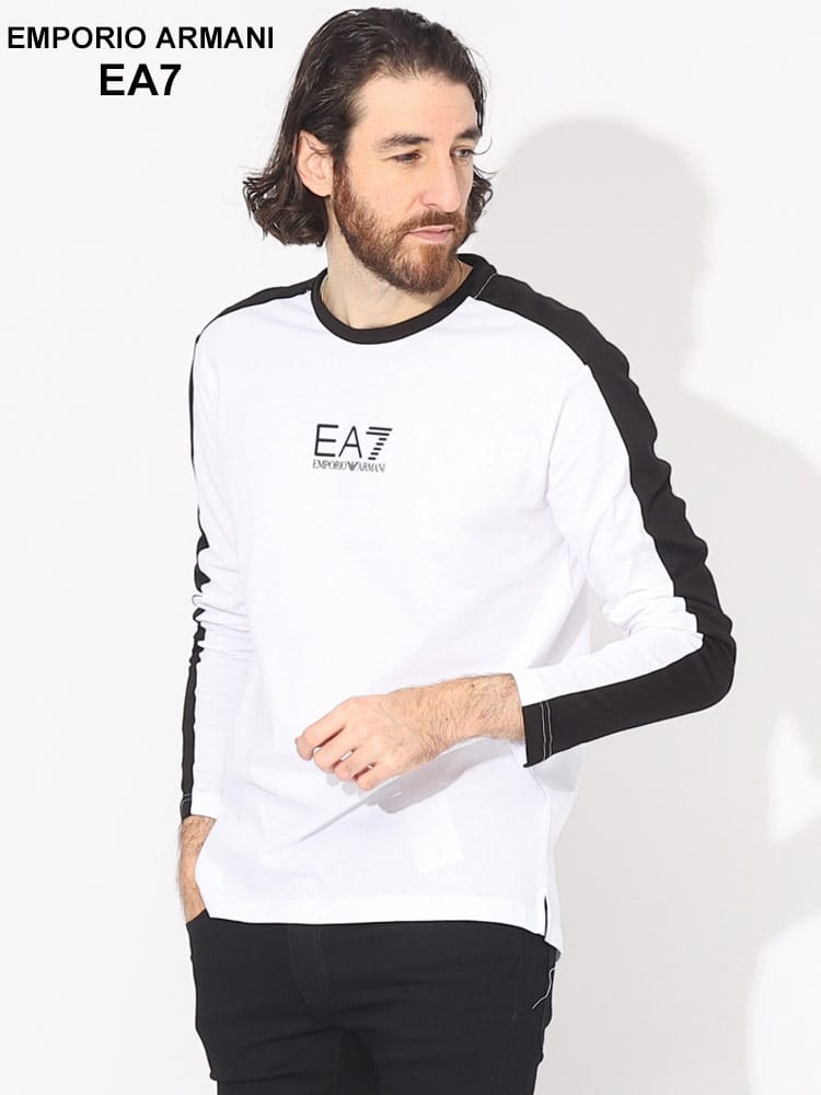 EMPORIO ARMANI EA7 (エンポリオ アルマーニ) ロゴプリント スリーブライン クルーネック 長袖 Tシャツ EA76RPT16PJ02Z ブランド メンズ 男性 トップス