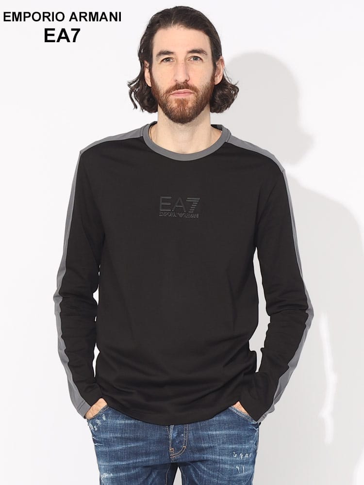 EMPORIO ARMANI EA7 (エンポリオ アルマーニ) ロゴプリント スリーブライン クルーネック 長袖 Tシャツ EA76RPT16PJ02Z ブランド メンズ 男性 トップス