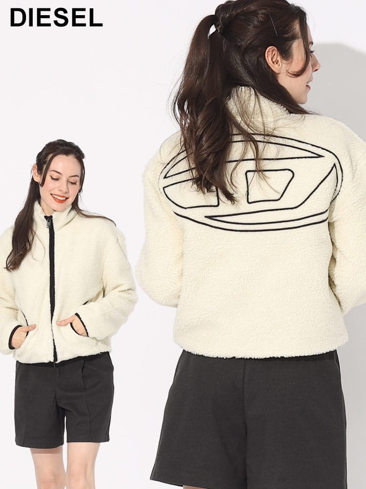 DIESEL (ディーゼル) バックロゴ フルジップ ボアジャケット DSLA105250IJAW ブランド レディース アウター