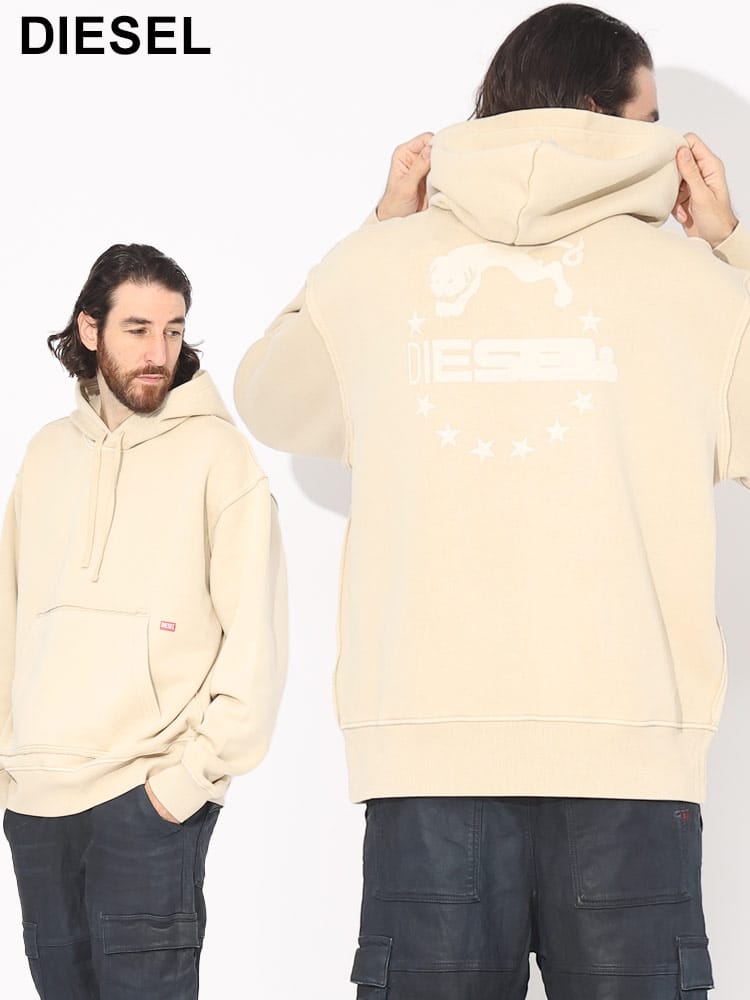 DIESEL (ディーゼル) 裏起毛 バックプリント プルオーバー パーカー 
