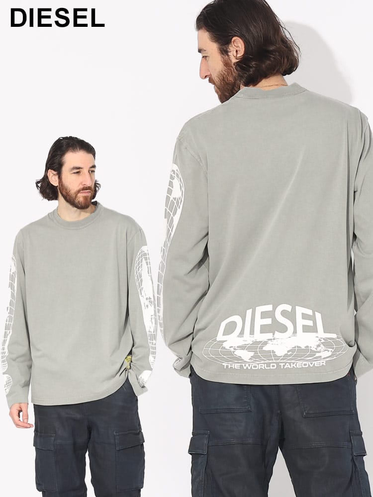 DIESEL (ディーゼル) グローバルグラフィック クルーネック 長袖 Tシャツ DSA110720DNAW ブランド メンズ 男性 トップス