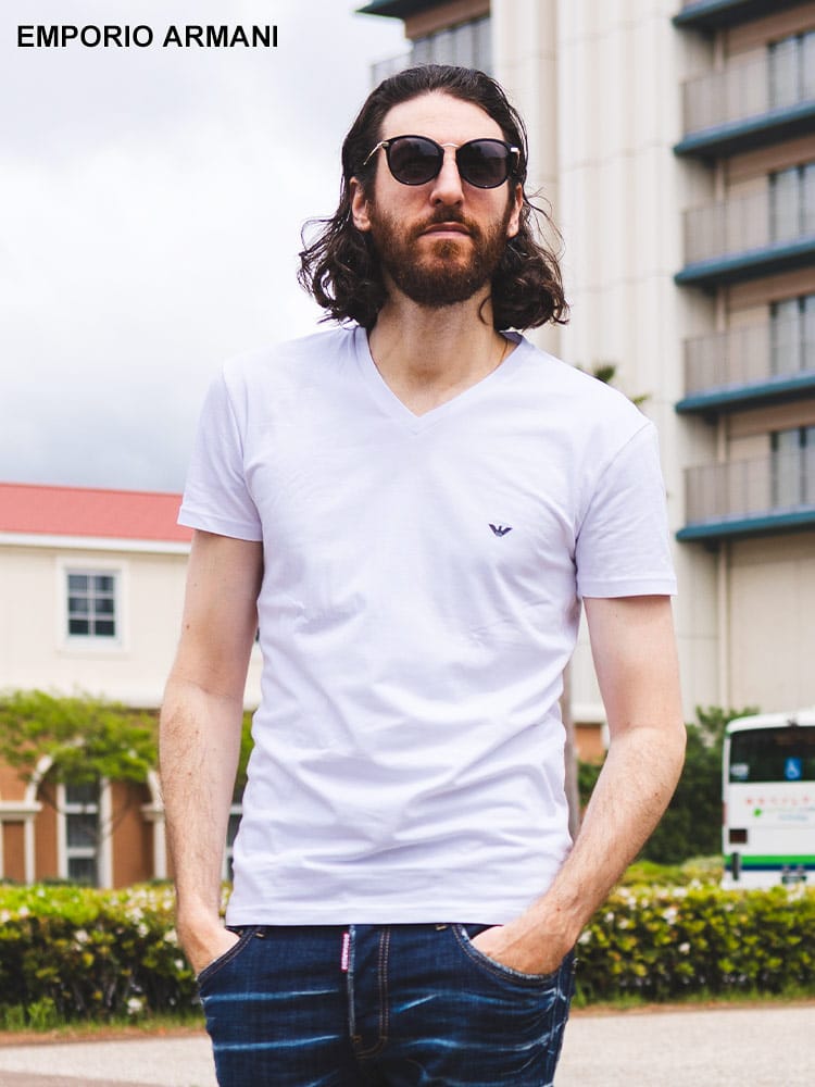 EMPORIO ARMANI (エンポリオアルマーニ) ワンポイント Vネック 半袖 アンダーTシャツ EAU110810CC729 ブランド メンズ 男性 トップス