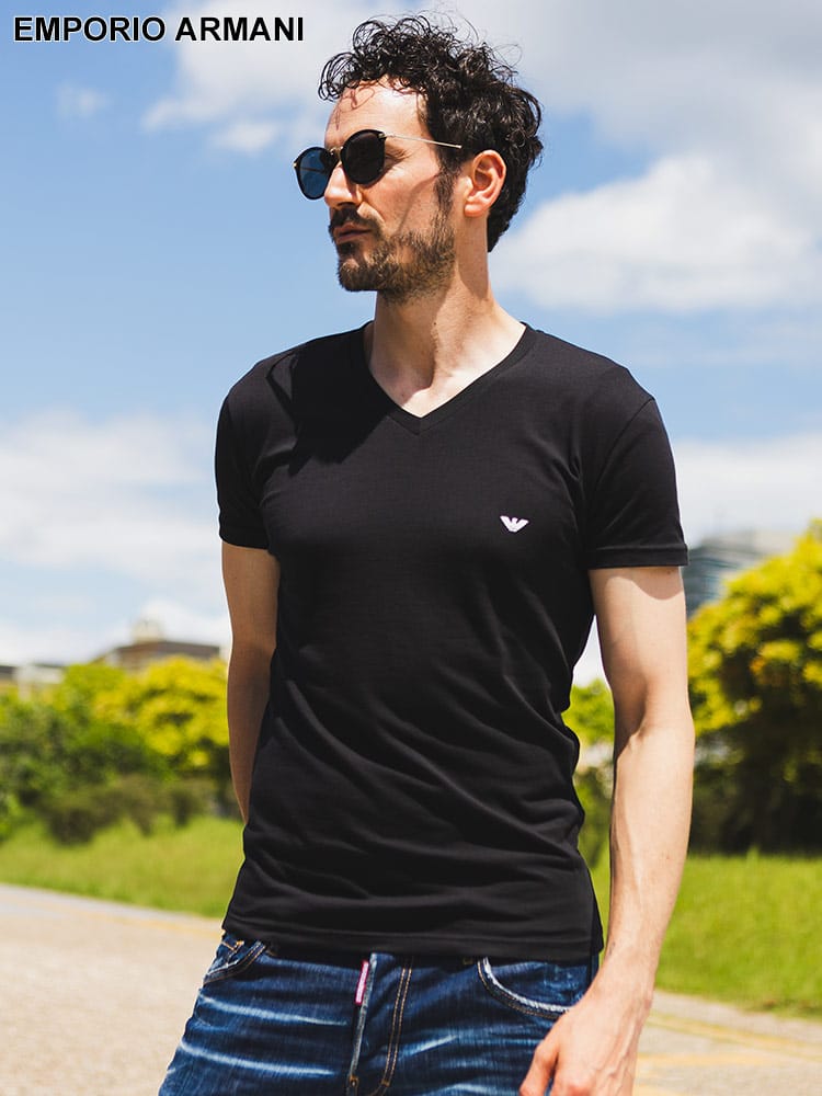 EMPORIO ARMANI (エンポリオアルマーニ) ワンポイント Vネック 半袖 アンダーTシャツ EAU110810CC729 ブランド メンズ 男性 トップス
