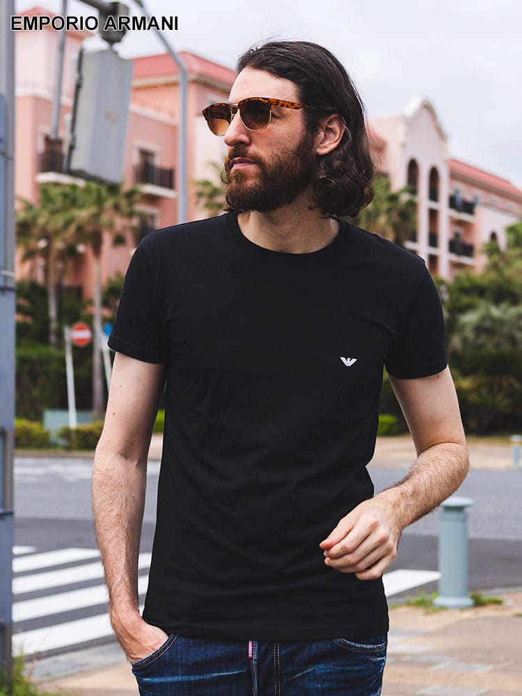 EMPORIO ARMANI (エンポリオアルマーニ) ワンポイント クルーネック 半袖 アンダーTシャツ EA111035CC729 ブランド メンズ 男性 トップス
