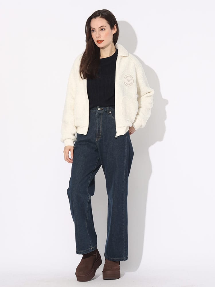 EMPORIO ARMANI (エンポリオアルマーニ) 胸ロゴ フルジップ ボア 