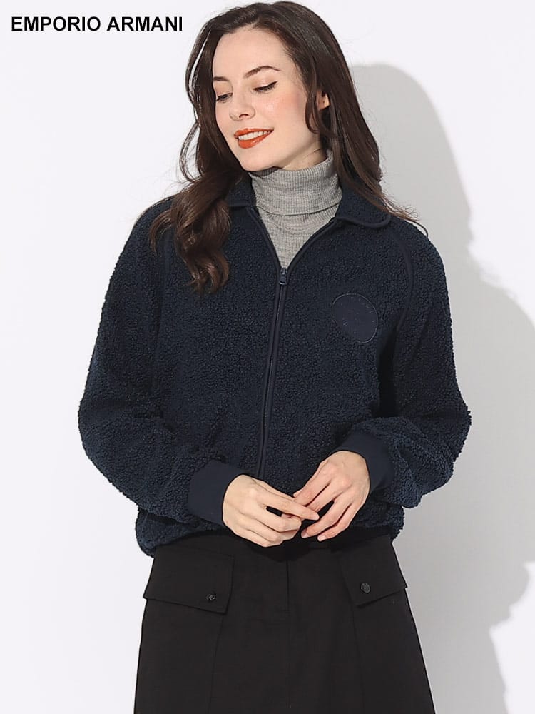 EMPORIO ARMANI (エンポリオアルマーニ) 胸ロゴ フルジップ ボア 
