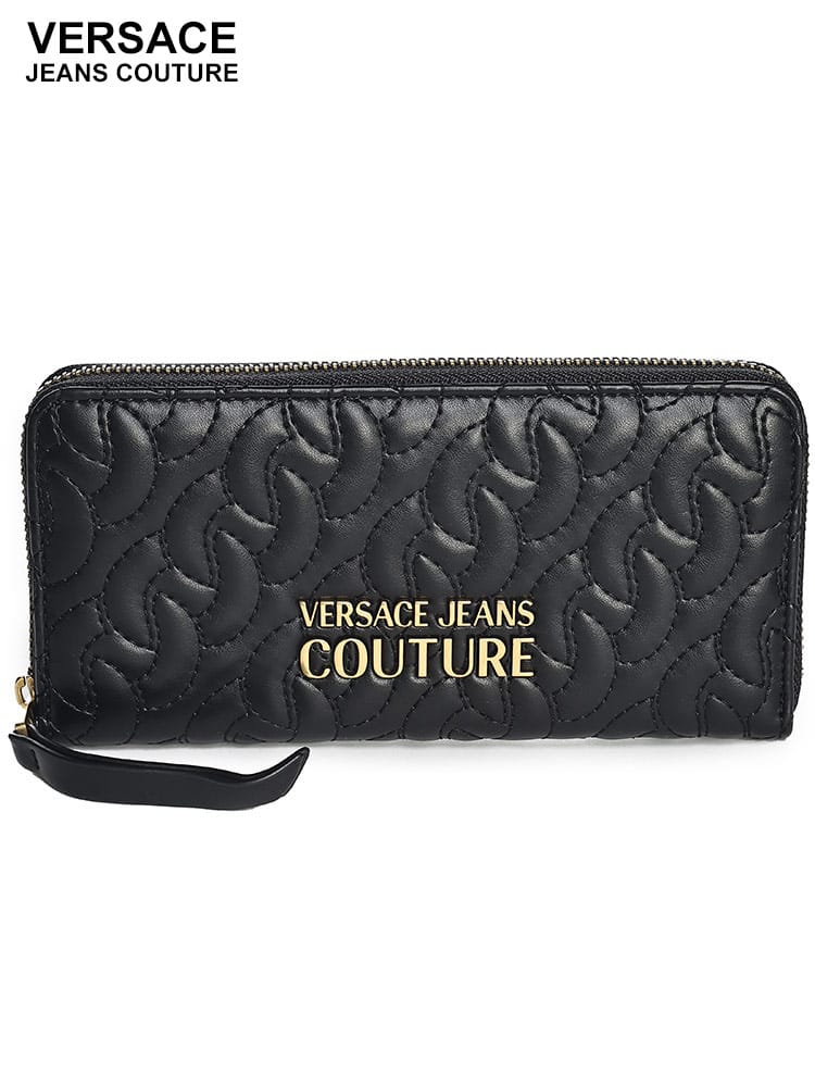 VERSACE JEANS COUTURE (ヴェルサーチェ ジーンズ クチュール) ロゴ キルティング ラウンドジップ 長財布 VCL75VA5PA1 ブランド レディース 財布
