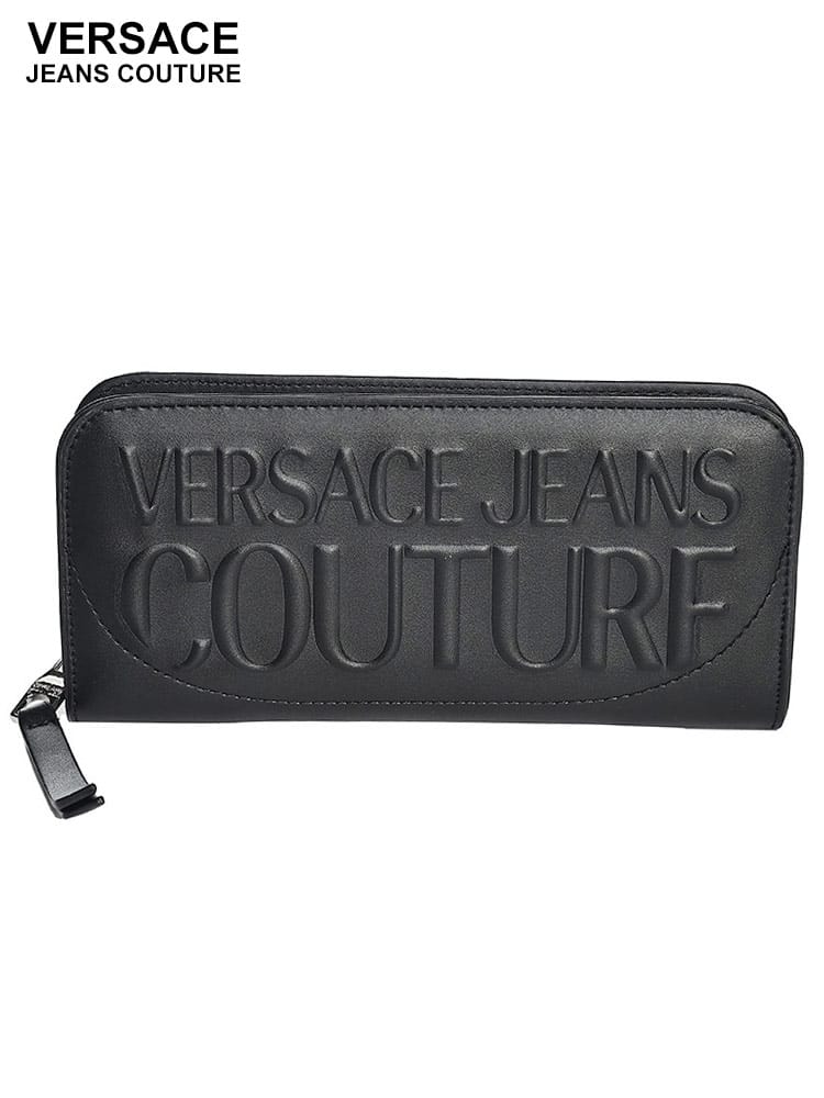 VERSACE JEANS COUTURE (ヴェルサーチェ ジーンズ クチュール) エンボスロゴ ラウンドジップ 長財布 VCL75VA5PN1 ブランド レディース 財布