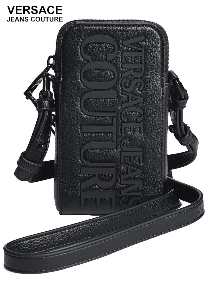 VERSACE JEANS COUTURE (ヴェルサーチェ ジーンズ クチュール) ロゴ ジップ スマホポーチ VC75YA4B76ZG128 ブランド メンズ 男性 バッグ 鞄