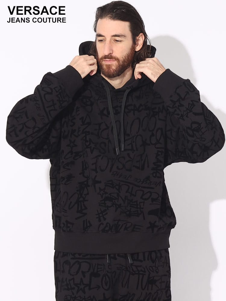 VERSACE JEANS COUTURE (ヴェルサーチェ ジーンズ クチュール) 裏起毛 グラフィティフロック プルオーバー パーカー VC75GAI3C0FS095 ブランド メンズ 男性 トップス