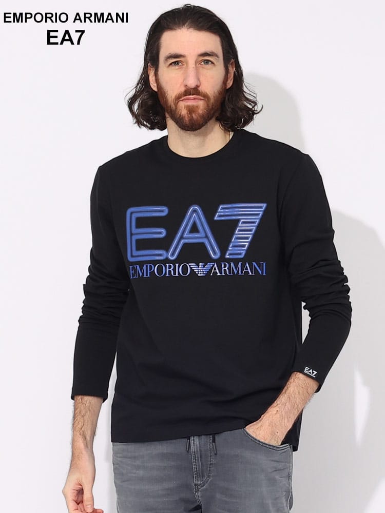 EMPORIO ARMANI EA7 (エンポリオ アルマーニ) ロゴプリント クルーネック 長袖 Tシャツ EA73DPT38PJMUZ ブランド メンズ 男性 トップス