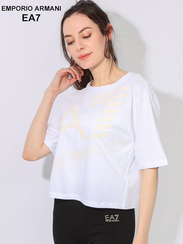 EMPORIO ARMANI EA7 (エンポリオ アルマーニ) BIGロゴ クルーネック 半袖 クロップド Tシャツ EA7L3DTT23TJRQZ ブランド レディース トップス
