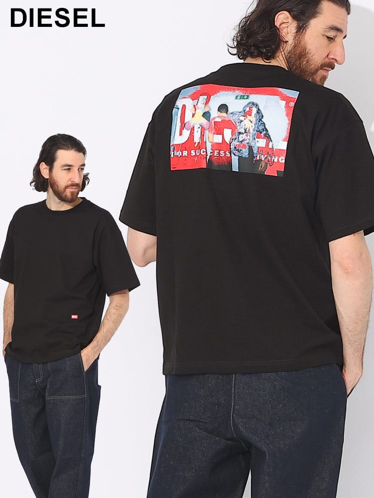 DIESEL (ディーゼル) グラフィックバックロゴ クルーネック 半袖 Ｔシャツ DSA127490BEAF ブランド メンズ 男性 トップス
