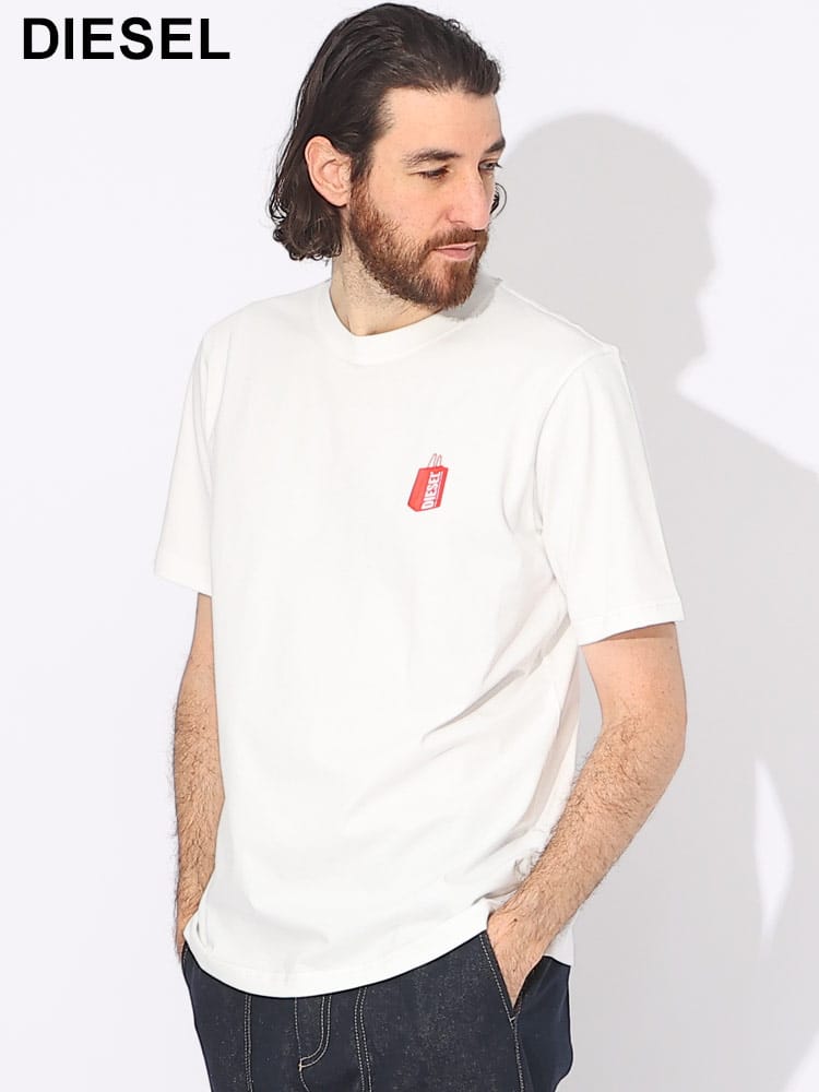 DIESEL (ディーゼル) ショッパーバッグプリント クルーネック 半袖 Ｔシャツ DSA129640KKAJ ブランド メンズ 男性 トップス