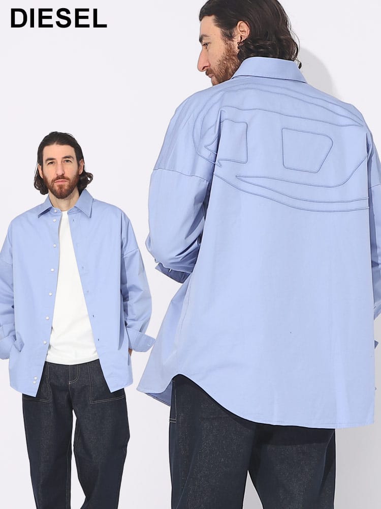 DIESEL (ディーゼル) コットン 刺繍バックロゴ ロンT 長袖 シャツ 