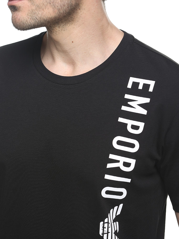 EMPORIO ARMANI (エンポリオアルマーニ) 縦ロゴ クルーネック 半袖 T 