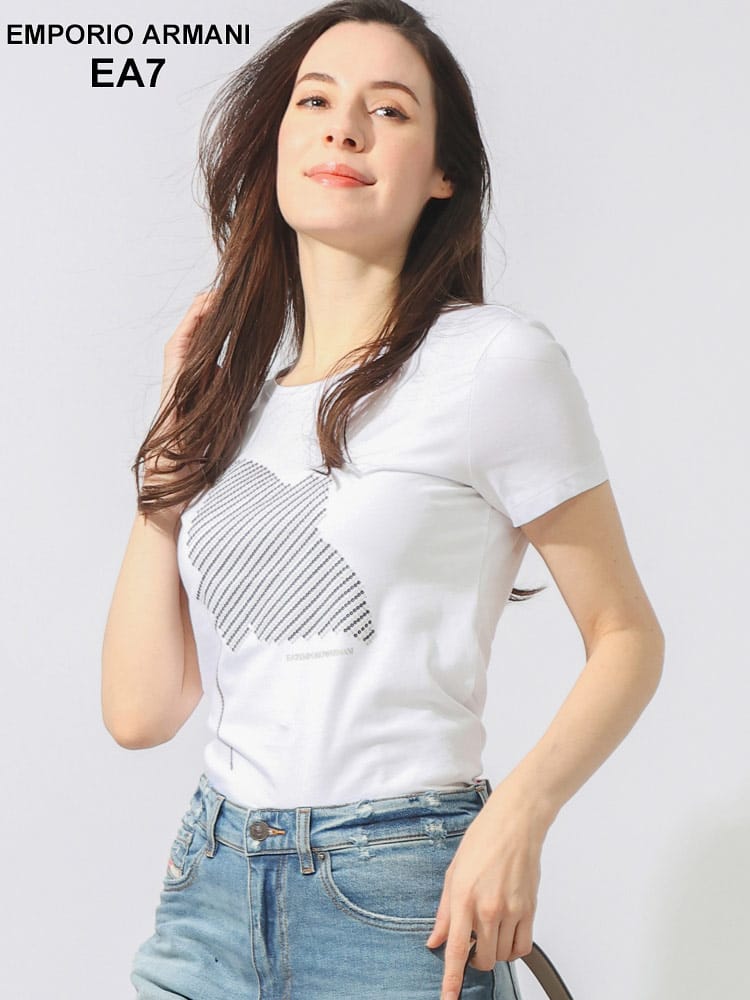 【オンラインストア限定】 EMPORIO ARMANI EA7 (エンポリオ アルマーニ) フロントビーズ 半袖 Tシャツ EA7L3DTT38TJTRZ ブランド レディース トップス