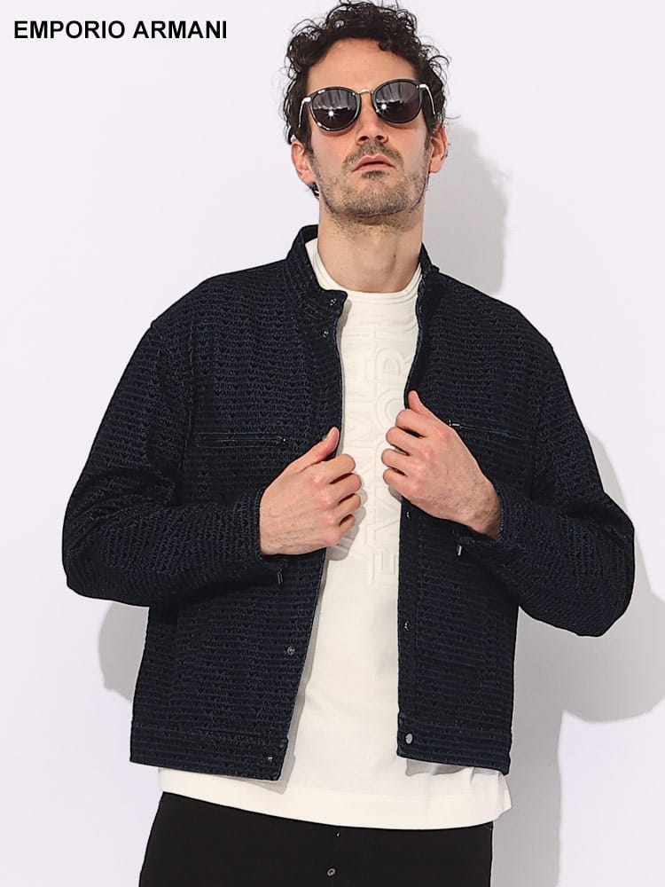 EMPORIO ARMANI (エンポリオアルマーニ) フロッキーロゴ デニム ジャケット EA3D1BC51DRSZ ブランド メンズ 男性 アウター