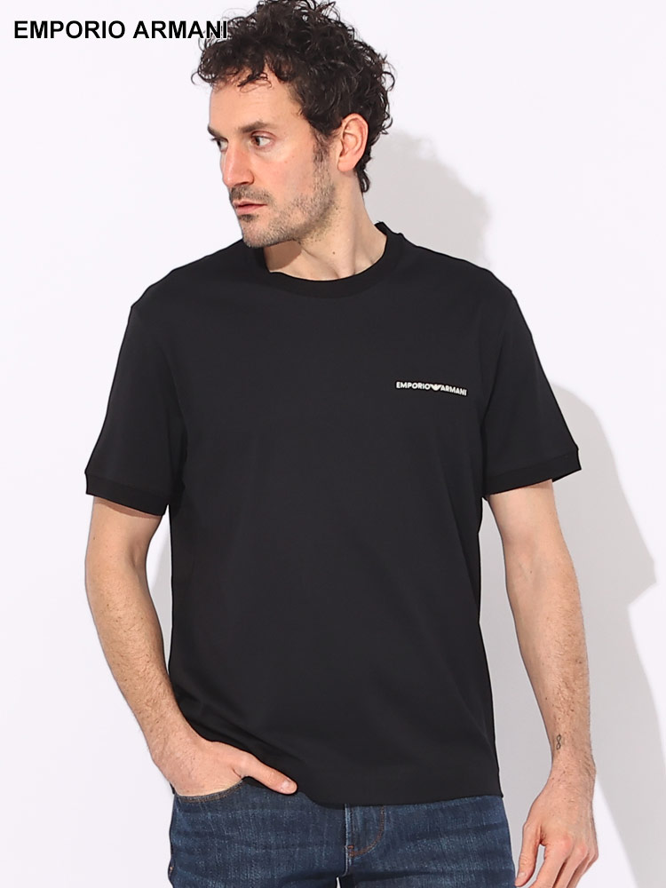 EMPORIO ARMANI (エンポリオアルマーニ) ロゴ刺繍 クルーネック 半袖 Tシャツ EA3D1TN31JOCZ ブランド メンズ 男性 トップス