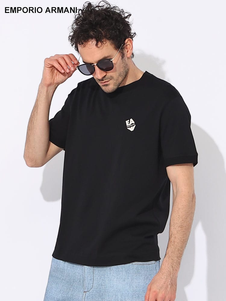 EMPORIO ARMANI (エンポリオアルマーニ) ロゴ刺繍 クルーネック 半袖 Tシャツ EA3D1TN31JOCZ ブランド メンズ 男性 トップス