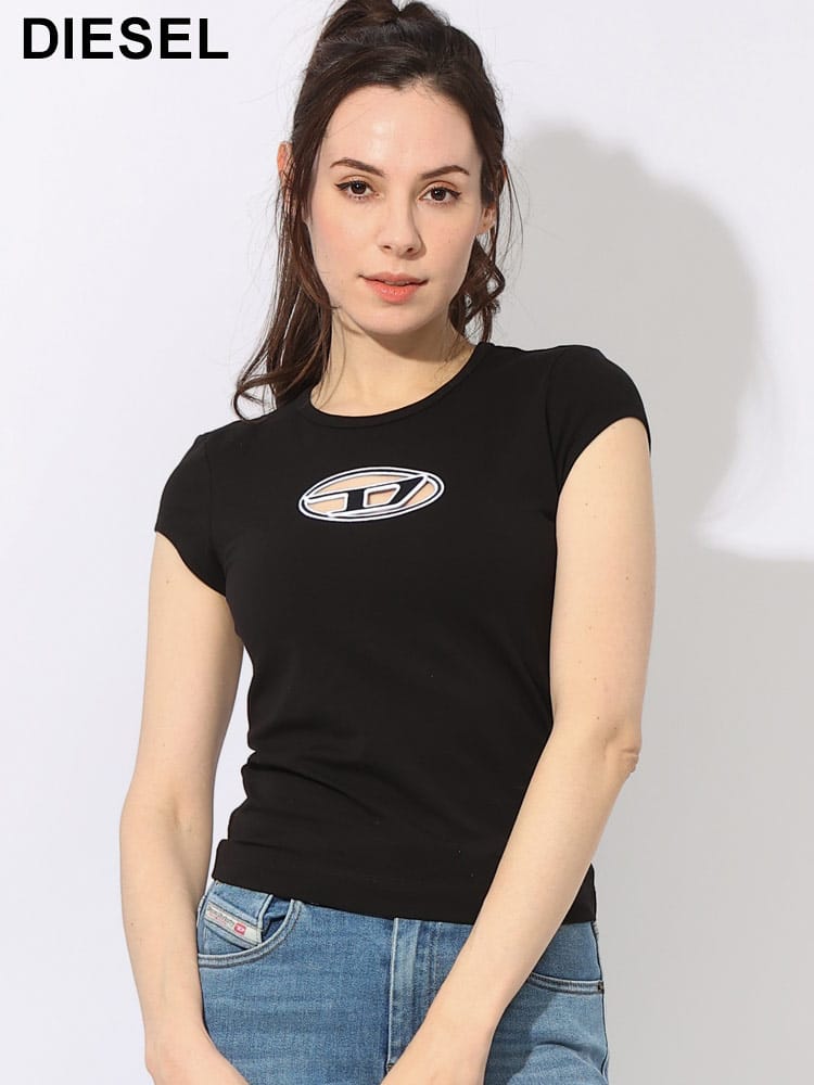 DIESEL (ディーゼル) オーバルロゴ クルーネック 半袖 Tシャツ DSLA062680AFAA ブランド レディース トップス
