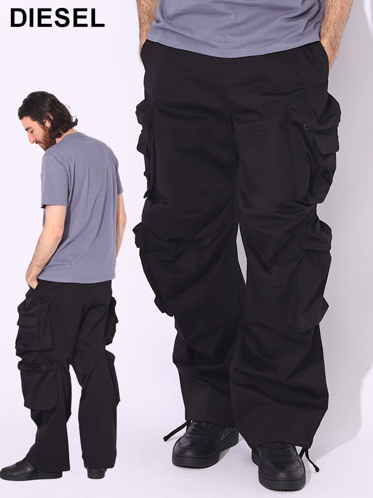 DIESEL (ディーゼル) ルーズフィット ストレッチ コットンサテン カーゴパンツ DSA128800NJAX ブランド メンズ 男性 ボトムス