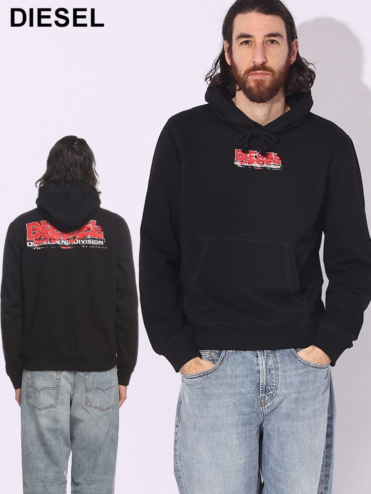 DIESEL (ディーゼル) バック グリッチ ロゴ プリント プルオーバー 長袖 パーカー DSA125130HAYT ブランド メンズ 男性 トップス