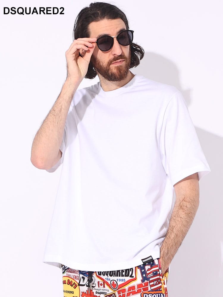DSQUARED2 (ディースクエアード) ゴシックロゴパッチ バックデザイン クルーネック 半袖 Tシャツ D2D9M3Z5090 ブランド メンズ 男性 トップス