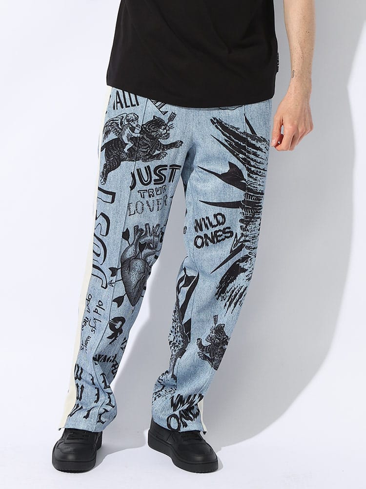 Just cavalli (ジャスト カヴァリ) 総柄 サイドライン 裾ジップ  