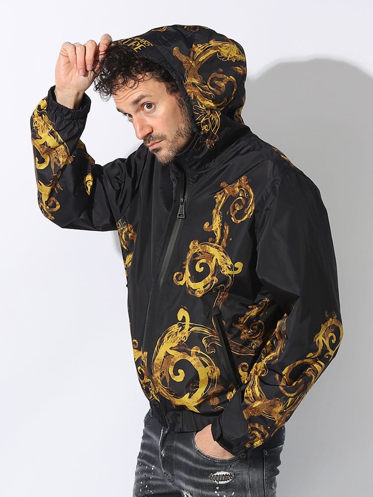 VERSACE JEANS COUTURE (ヴェルサーチェ ジーンズ クチュール) 裏メッシュ ウォーターカラー ウィンドブレーカー ライトアウター ジャケット VC76GAS406 ブランド メンズ 男性 アウター