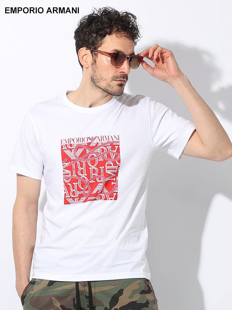 EMPORIO ARMANI  (エンポリオ アルマーニ) フロントグラフィックロゴ クルーネック 半袖 Ｔシャツ EAS2118184R468 ブランド メンズ 男性 トップス