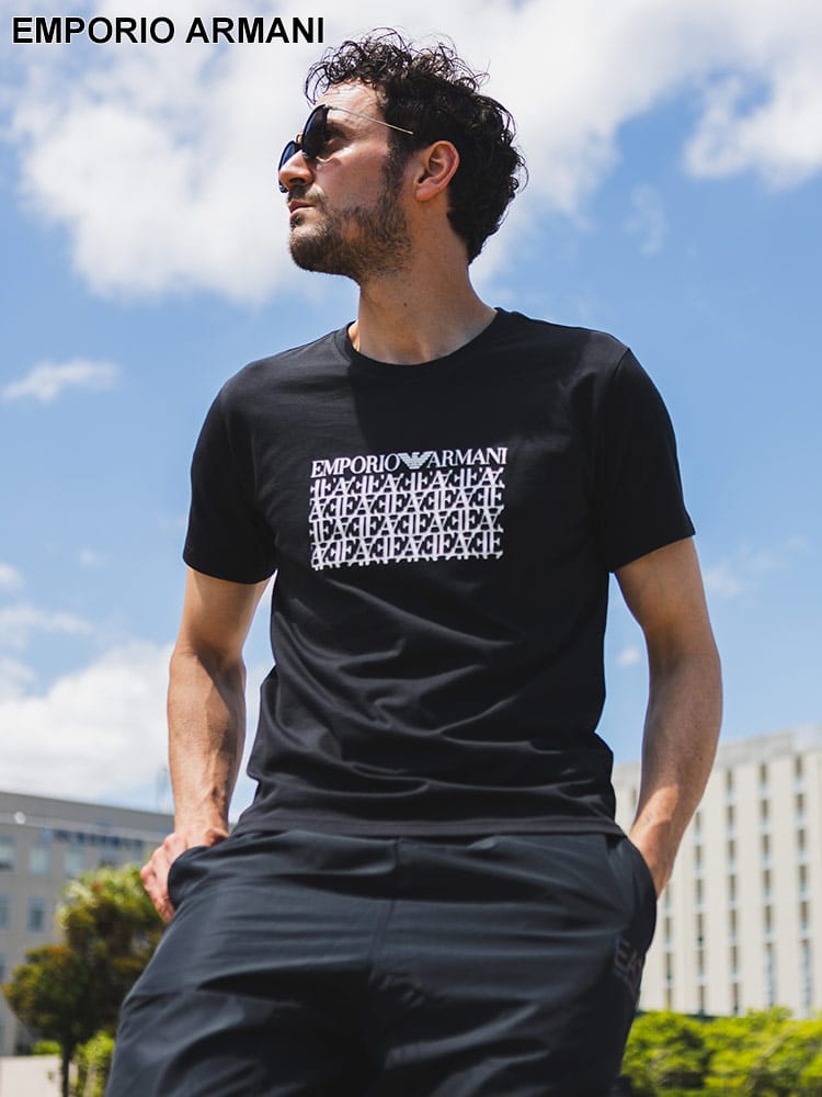 EMPORIO ARMANI  (エンポリオ アルマーニ) フロントグラフィックロゴ クルーネック 半袖 Ｔシャツ EAS2118184R468 ブランド メンズ 男性 トップス