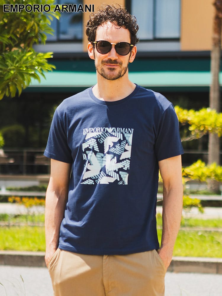 EMPORIO ARMANI  (エンポリオ アルマーニ) フロントグラフィックロゴ クルーネック 半袖 Ｔシャツ EAS2118184R468 ブランド メンズ 男性 トップス