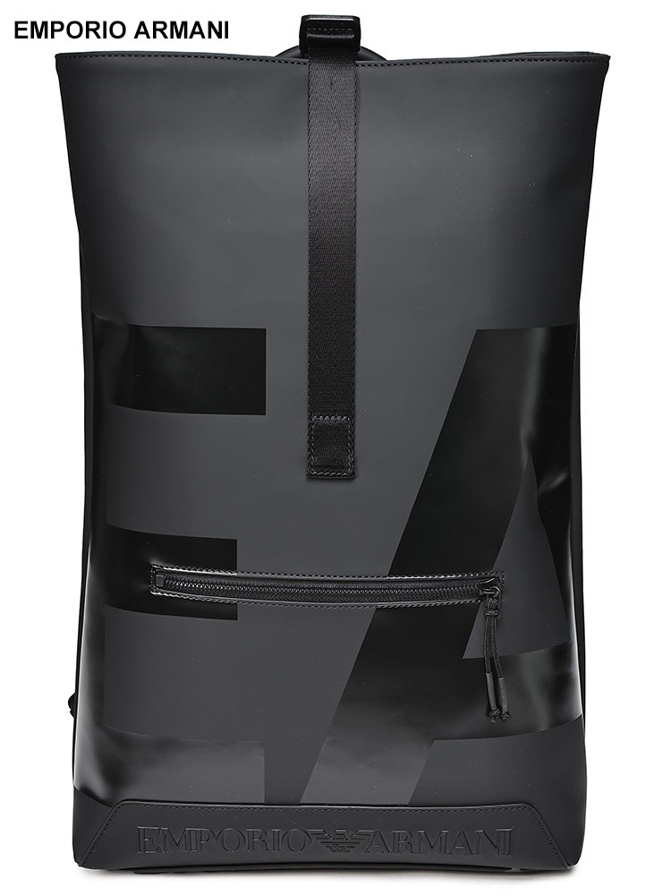 EMPORIO ARMANI (エンポリオ アルマーニ) ラバー仕上げ 背面メッシュ オーバーサイズEAロゴ スリムバックパック EAY4O440YQ14 ブランド メンズ 男性 バッグ 鞄
