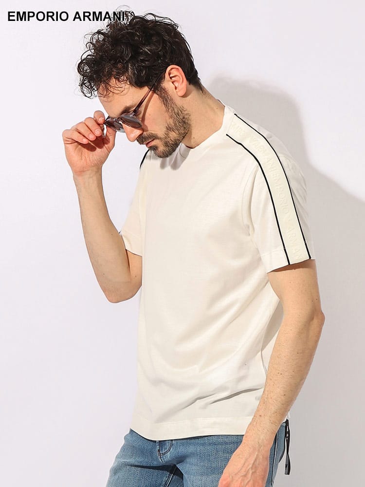 EMPORIO ARMANI (エンポリオアルマーニ) エンボスラインロゴ クルーネック 半袖 Tシャツ EA3D1TD31JUV ブランド メンズ 男性 トップス