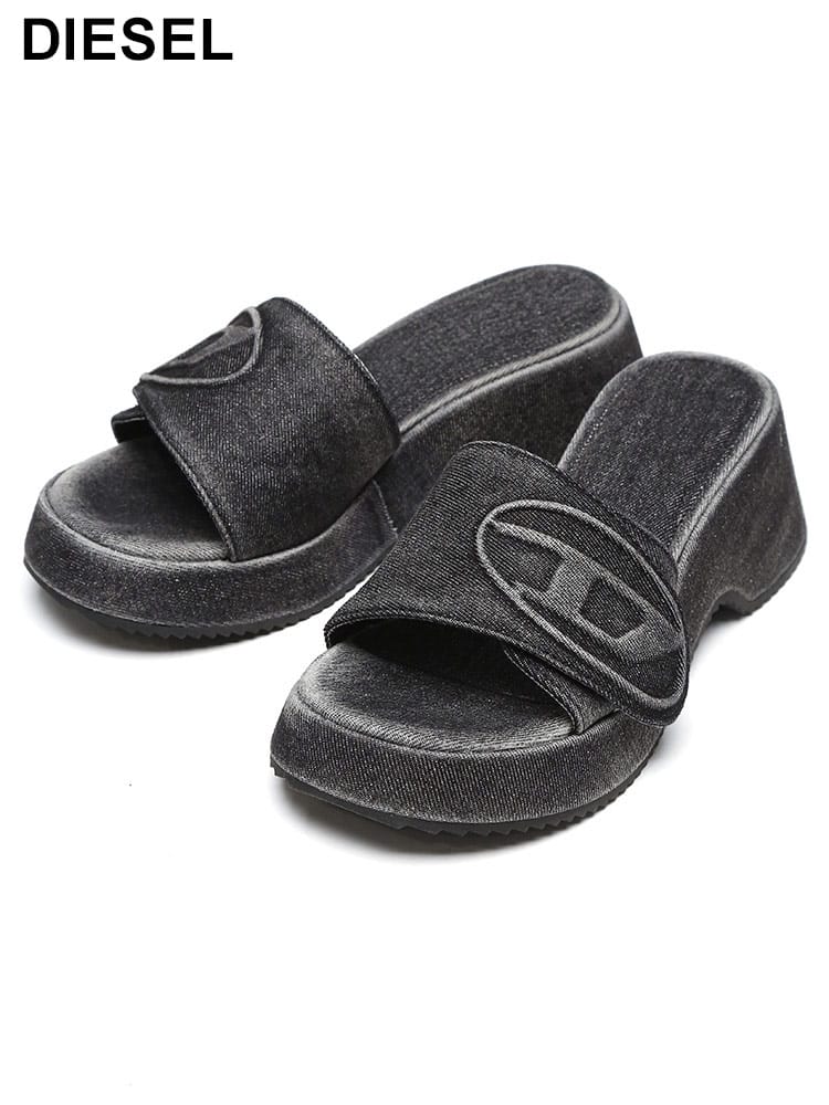 DIESEL (ディーゼル) オーバルD  ウォッシュドデニム サンダル SA-OVAL D PF W レディース
