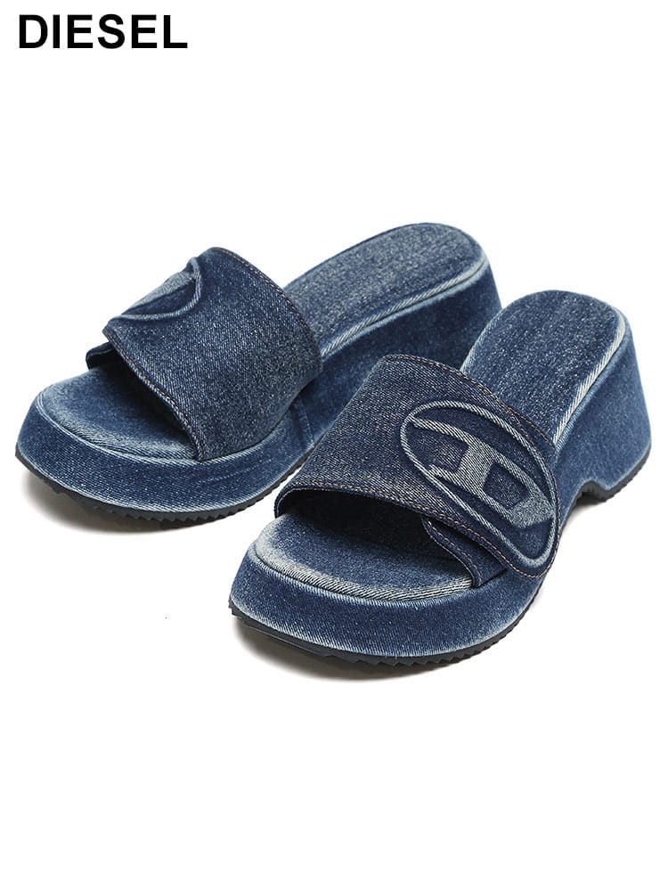 DIESEL (ディーゼル) オーバルD  ウォッシュドデニム サンダル SA-OVAL D PF W レディース